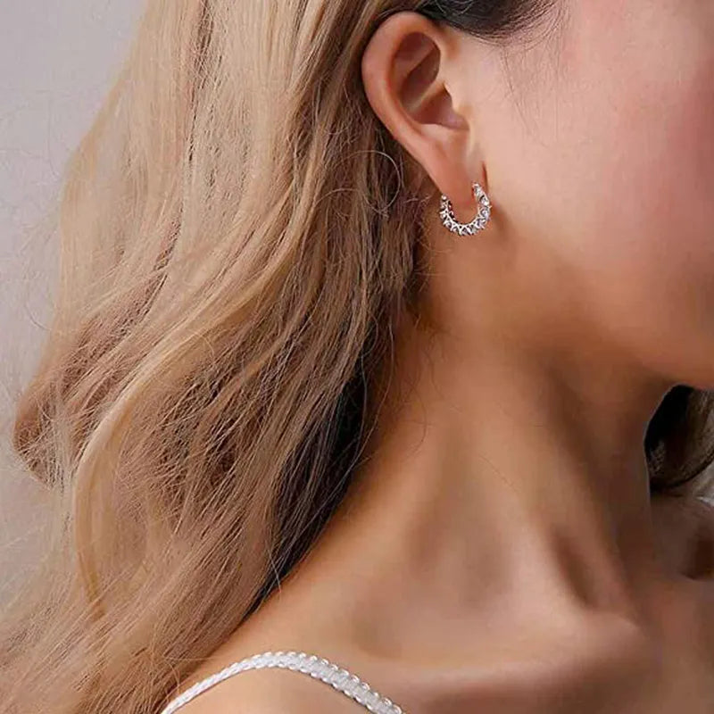 Full Paved Crystal Hoop Earrings