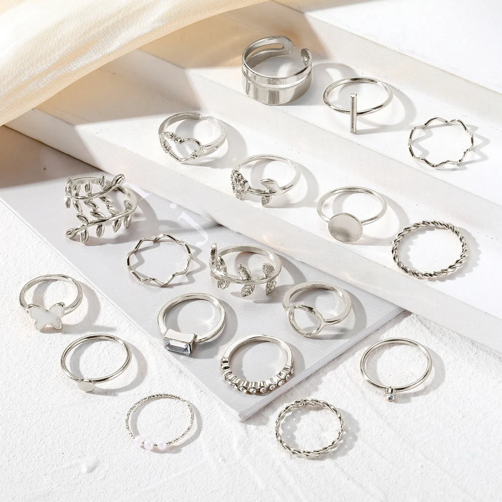 Fashion Silver Color Metal Rings Set