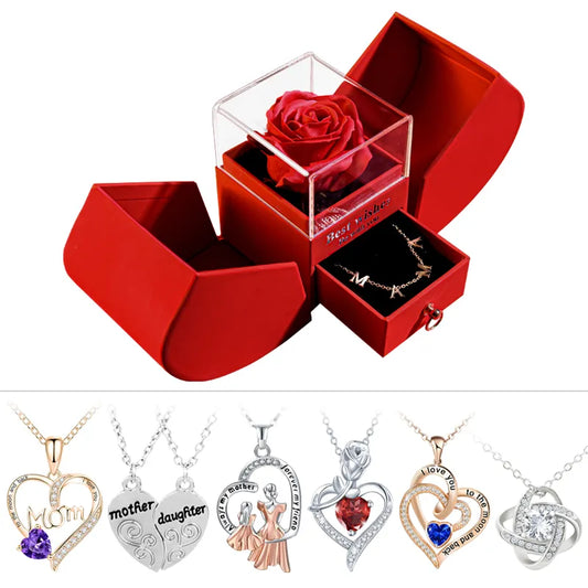 Pendant Necklace Rose Gift Box