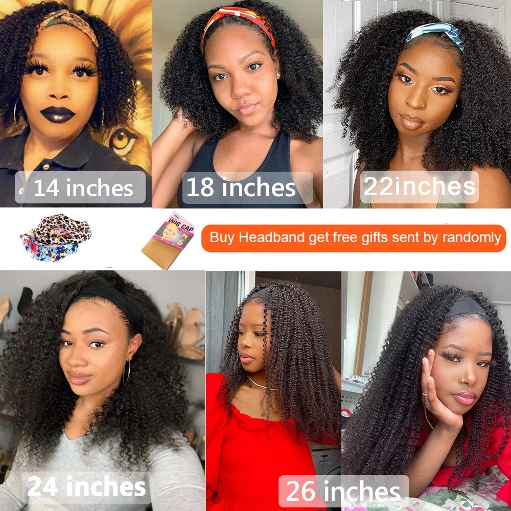 Afro Kinky Curly Headband Wigs