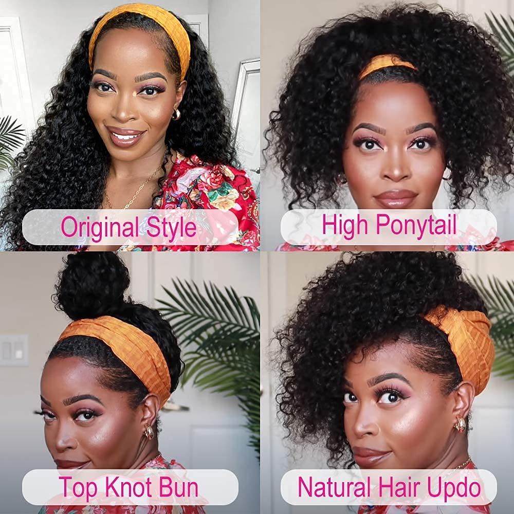 Afro Kinky Curly Headband Wigs