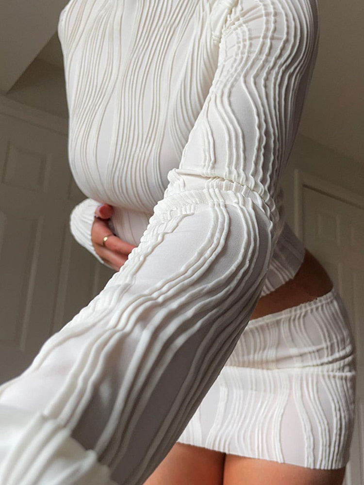 Autumn Ruched Long Sleeve Elegant White Tops