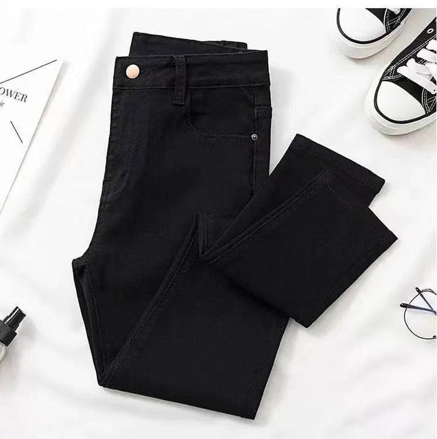 Elastic Pencil Trousers High Waist