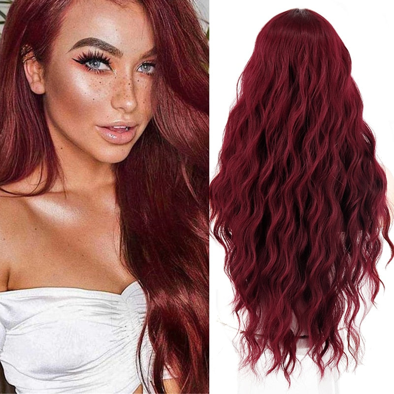 Wine Red Synthetic Wig