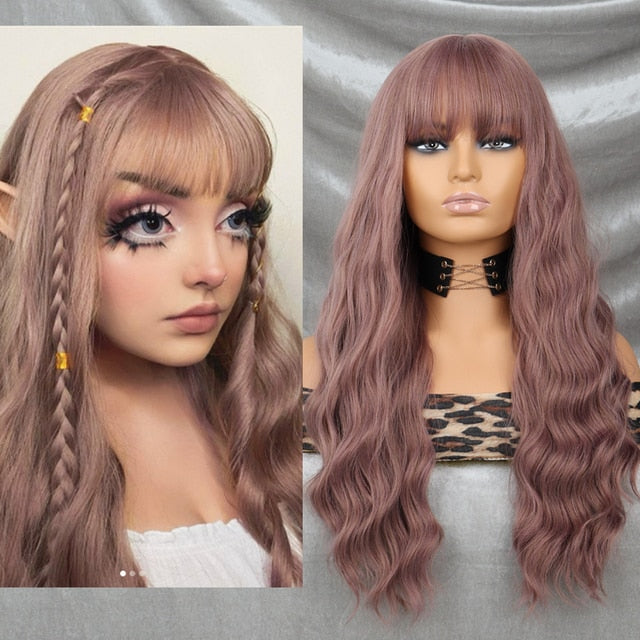 Wine Red Synthetic Wig