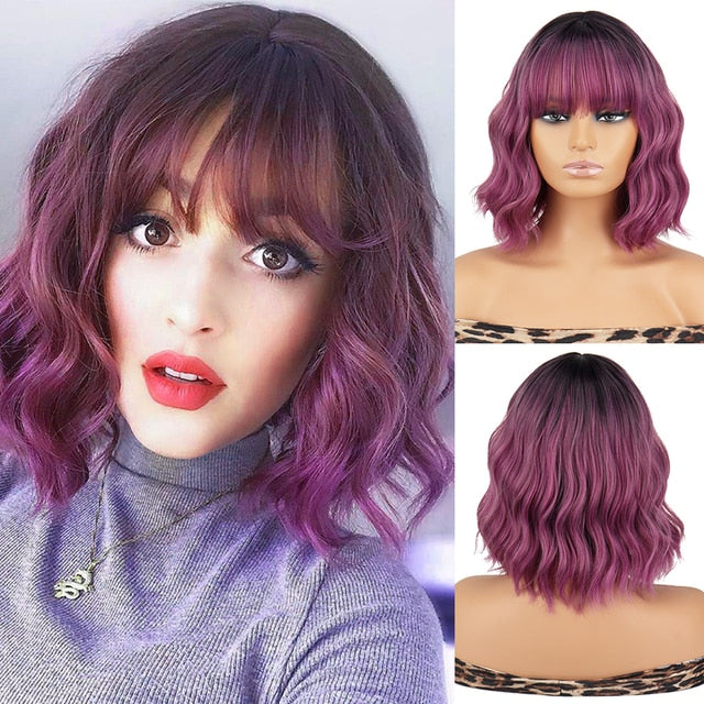 Wine Red Synthetic Wig