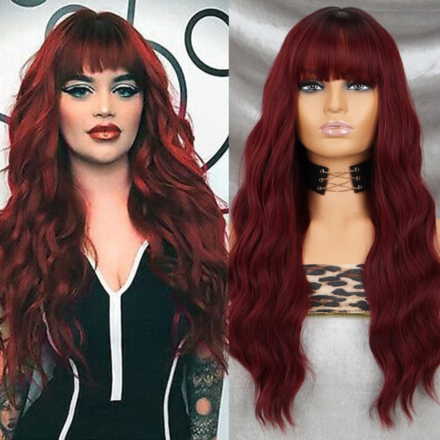 Wine Red Synthetic Wig