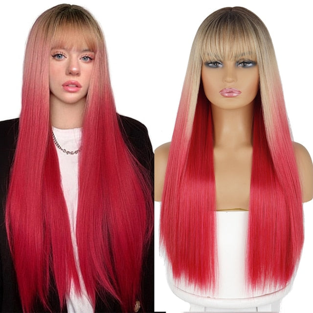 Wine Red Synthetic Wig