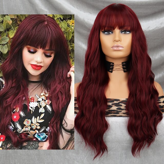 Wine Red Synthetic Wig