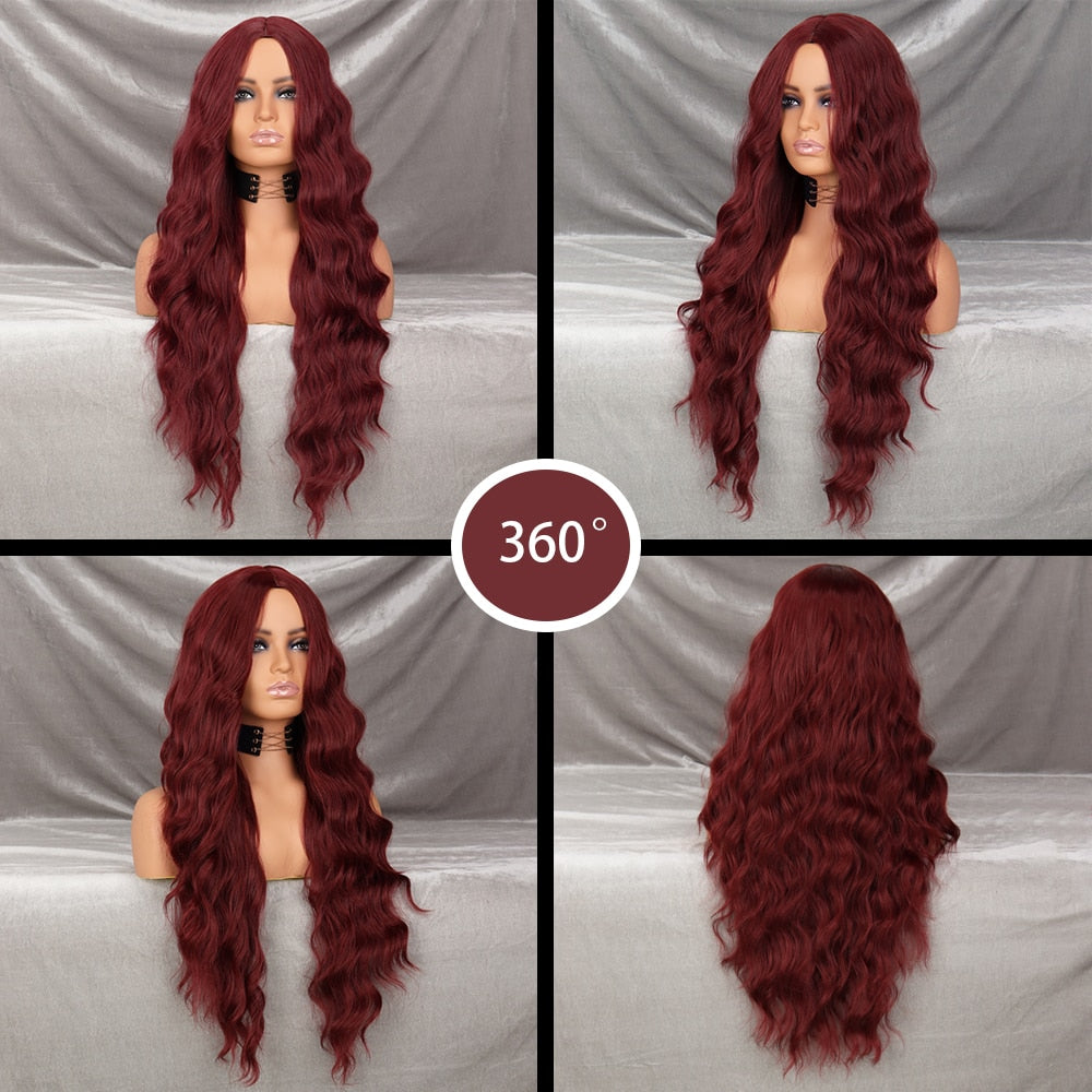 Wine Red Synthetic Wig