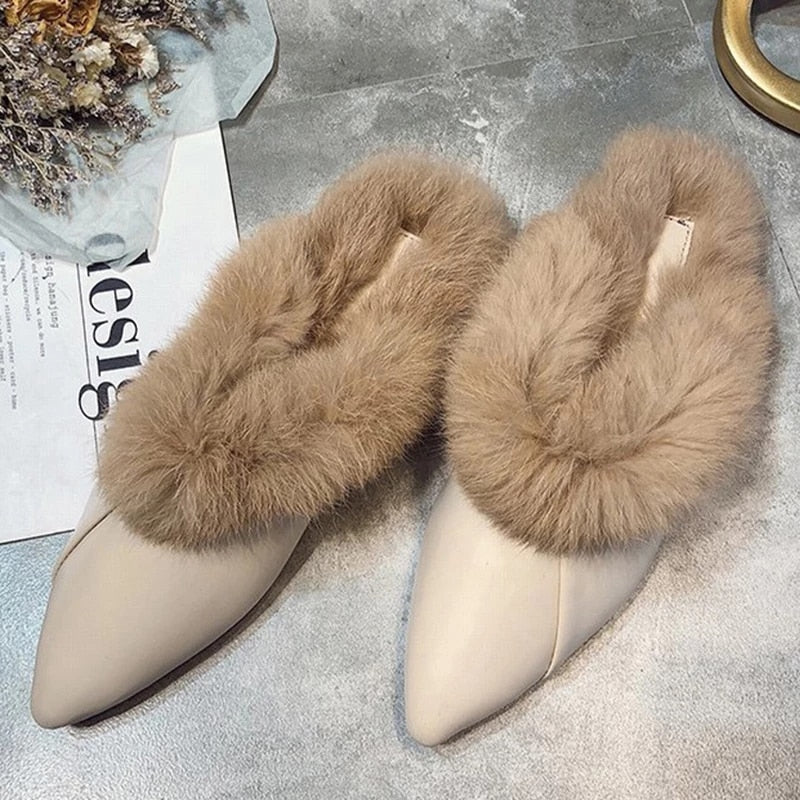 Ladies Warm Fur Dress Shoes