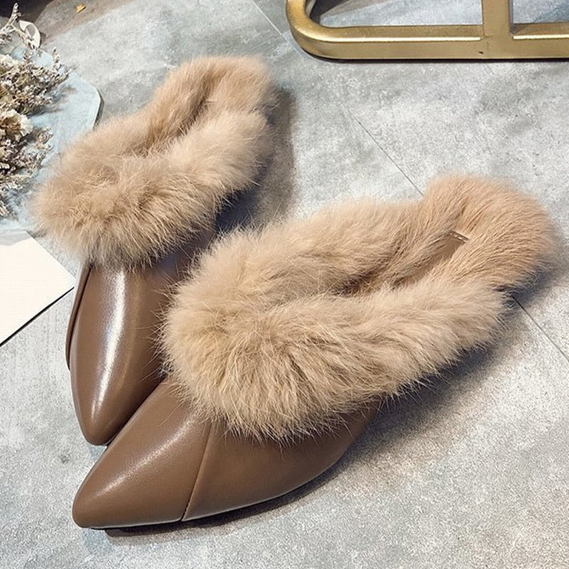 Ladies Warm Fur Dress Shoes