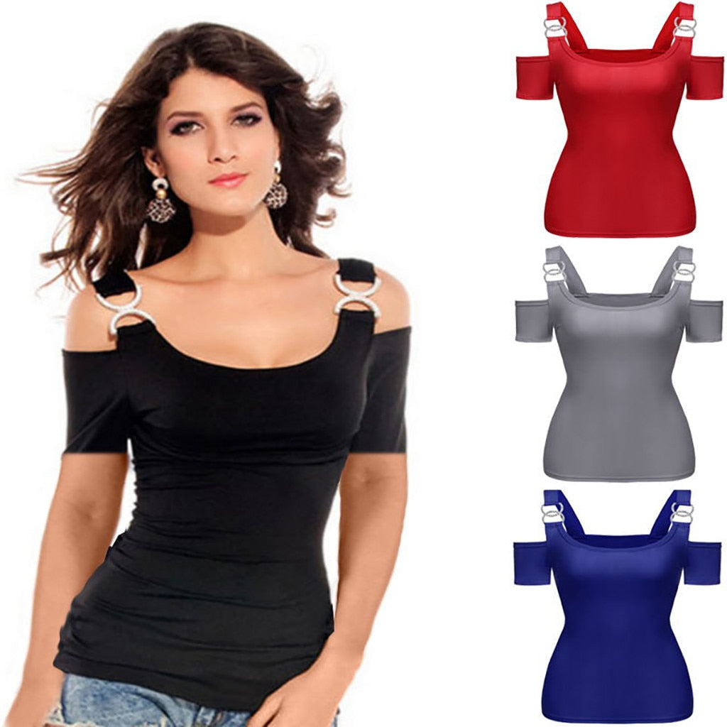 Women Buckle Strap T-shirt