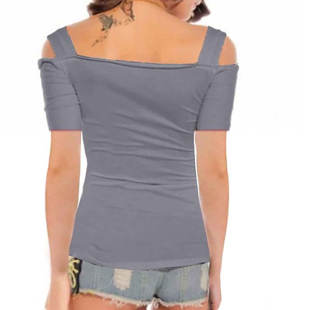 Women Buckle Strap T-shirt